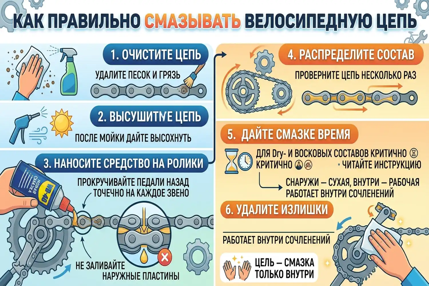 как правильно смазывать велосипедную цепь